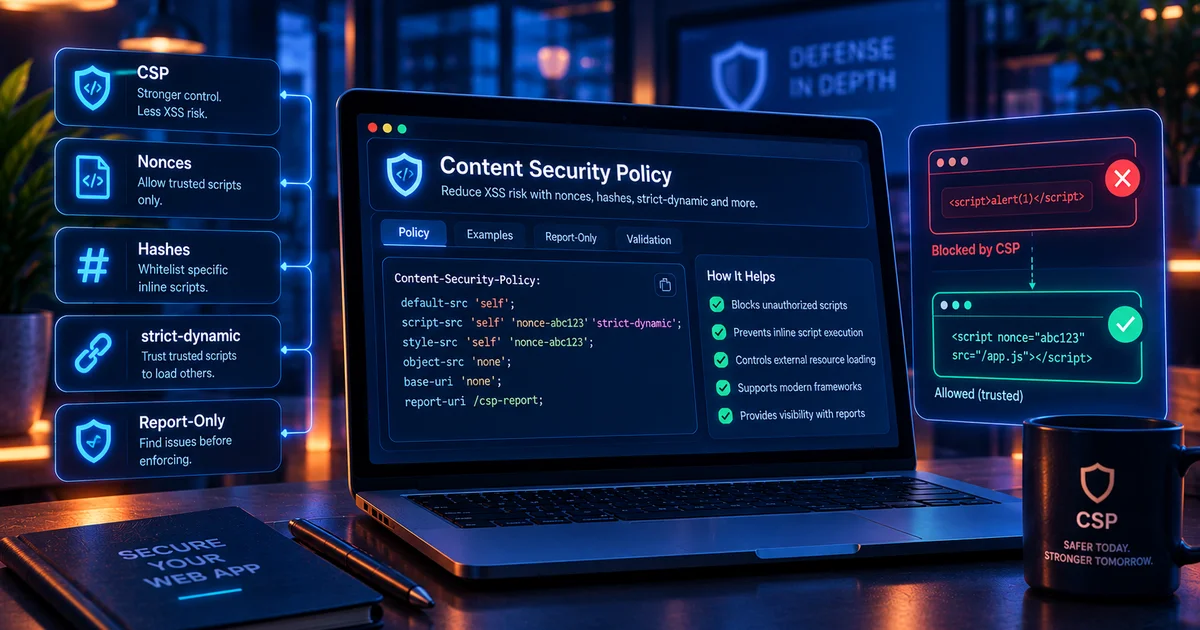 Content Security Policy for XSS: Nonces, Hashes, strict-dynamic, and Report-Only
