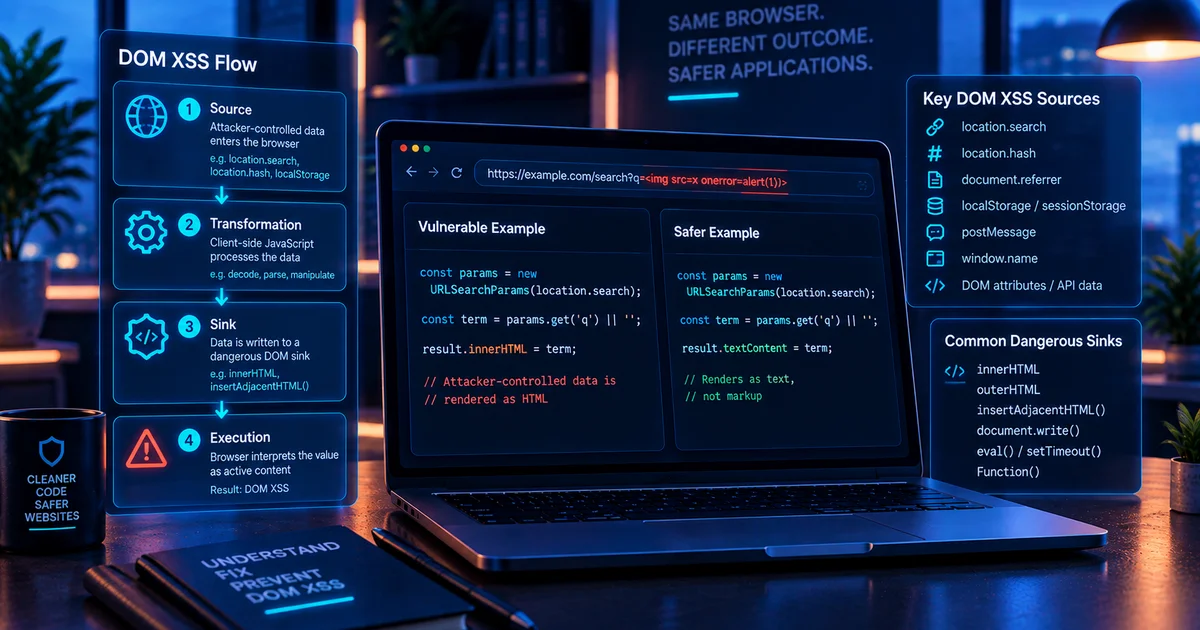 DOM XSS Explained: Sources, Sinks, Detection, and Prevention