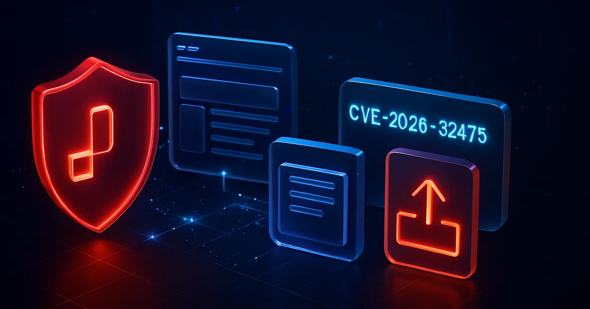 Illustration of a security alert for Elementor Pro file upload vulnerability.