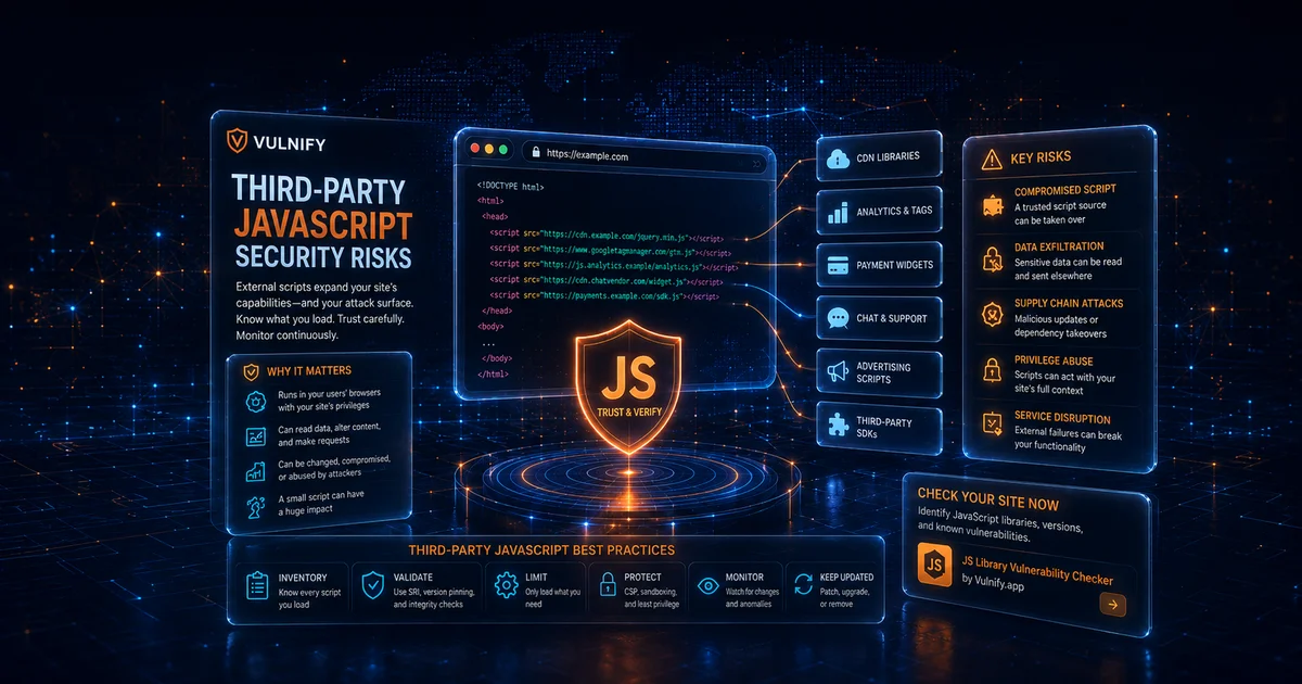 Third-Party JavaScript Security Risks: Outdated Libraries, CDN Scripts, and Supply Chain Exposure