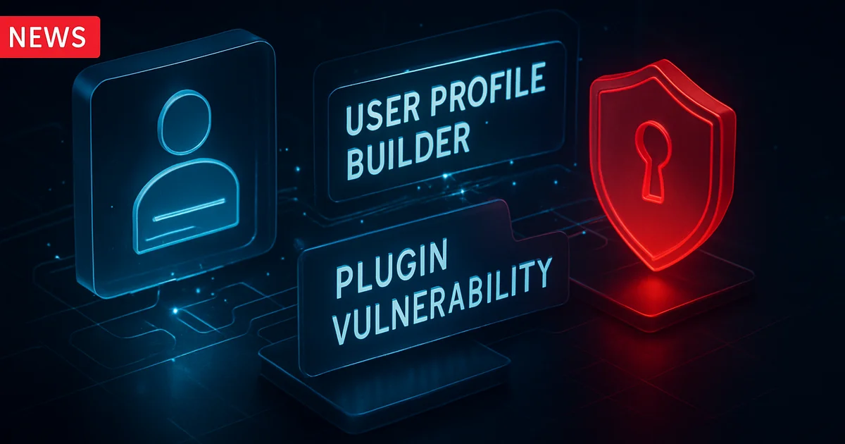Illustration of a security alert regarding WordPress user profile vulnerability.